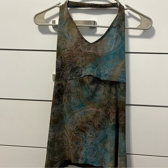 Y2K Blue & Brown Pattern Halter Tank - Picture 2 of 5